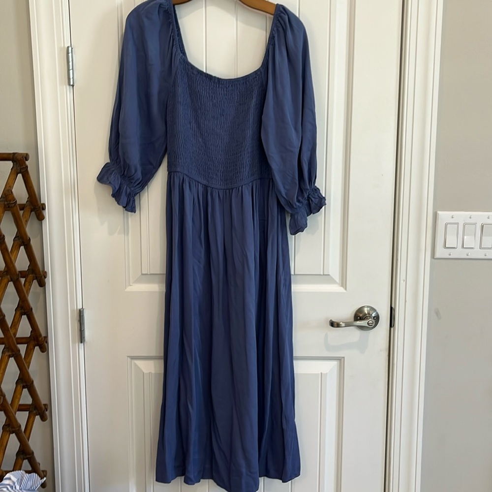 ZESICA size large 🌊🐚🫐COASTAL GRANDMOTHER style flowy spring summer blue dress